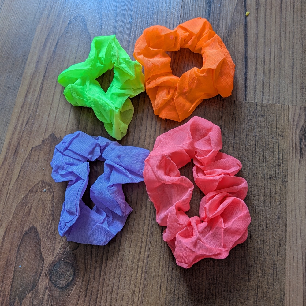 New Set Of 4 Neon Scrunchie Set for Kids And Adults